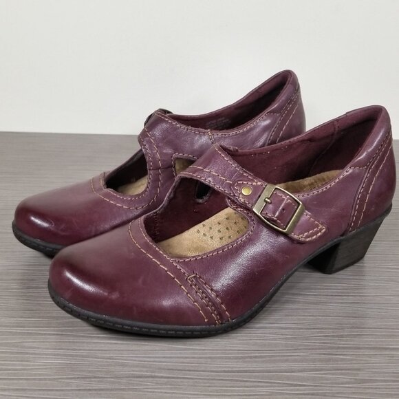 Earth Origins Meredith Mary Jane Shoe, Burgundy Leather, Womens Various Sizes - Picture 3 of 11